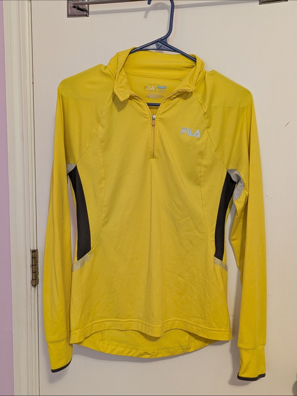 FILA Yellow and Black Quarter-Zip Performance Top Women's S